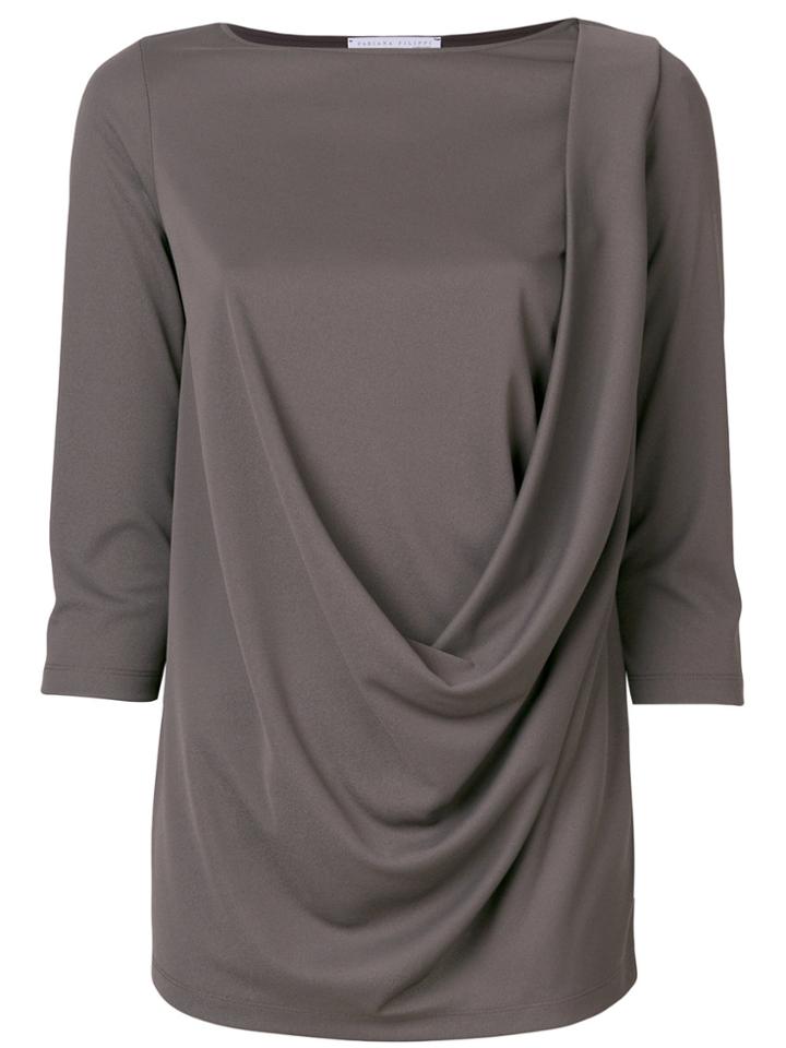 Fabiana Filippi Draped Jersey Top - Brown