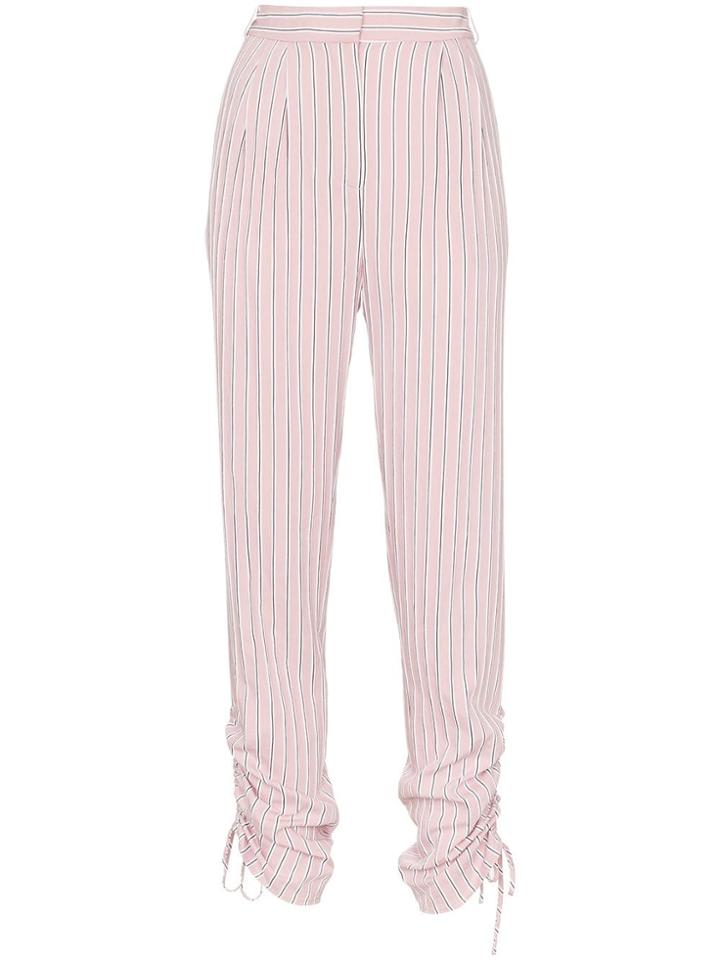 Tibi Striped Drawstring-gathered Trousers - Pink