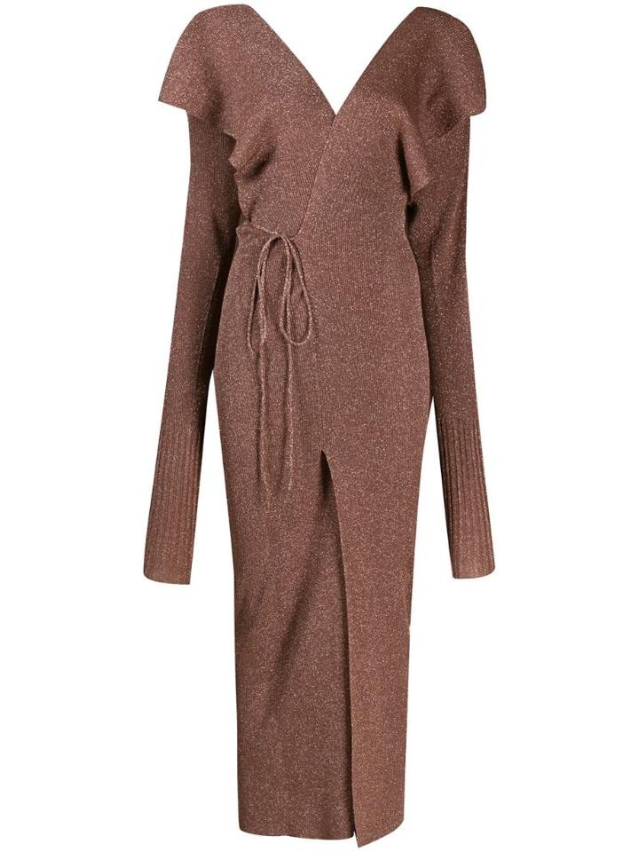 Circus Hotel Cutout Draped Dress - Brown