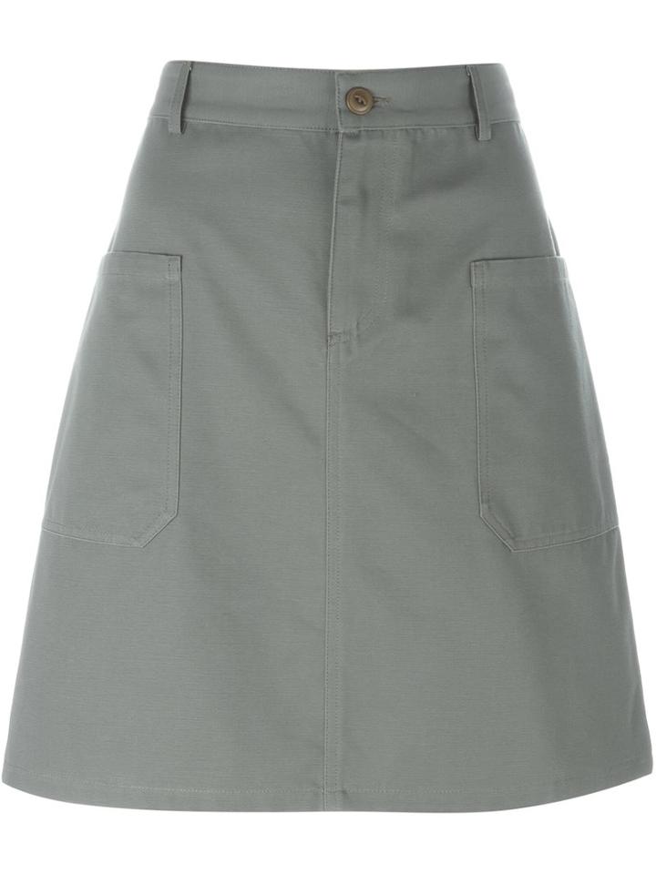A.p.c. Short A-line Skirt, Women's, Size: 38, Green, Cotton