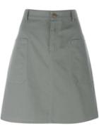 A.p.c. Short A-line Skirt, Women's, Size: 38, Green, Cotton