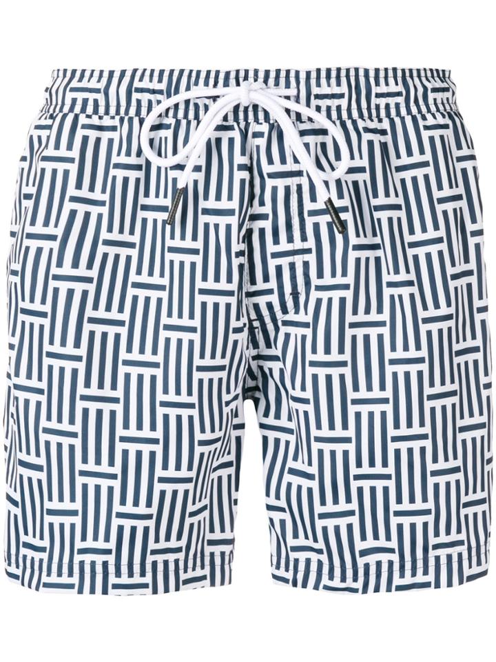Islang Geometric Drawstring Swim Shorts - Blue