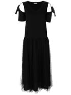Red Valentino - Flared Dress - Women - Cotton/polyamide/polyester - M, Black, Cotton/polyamide/polyester