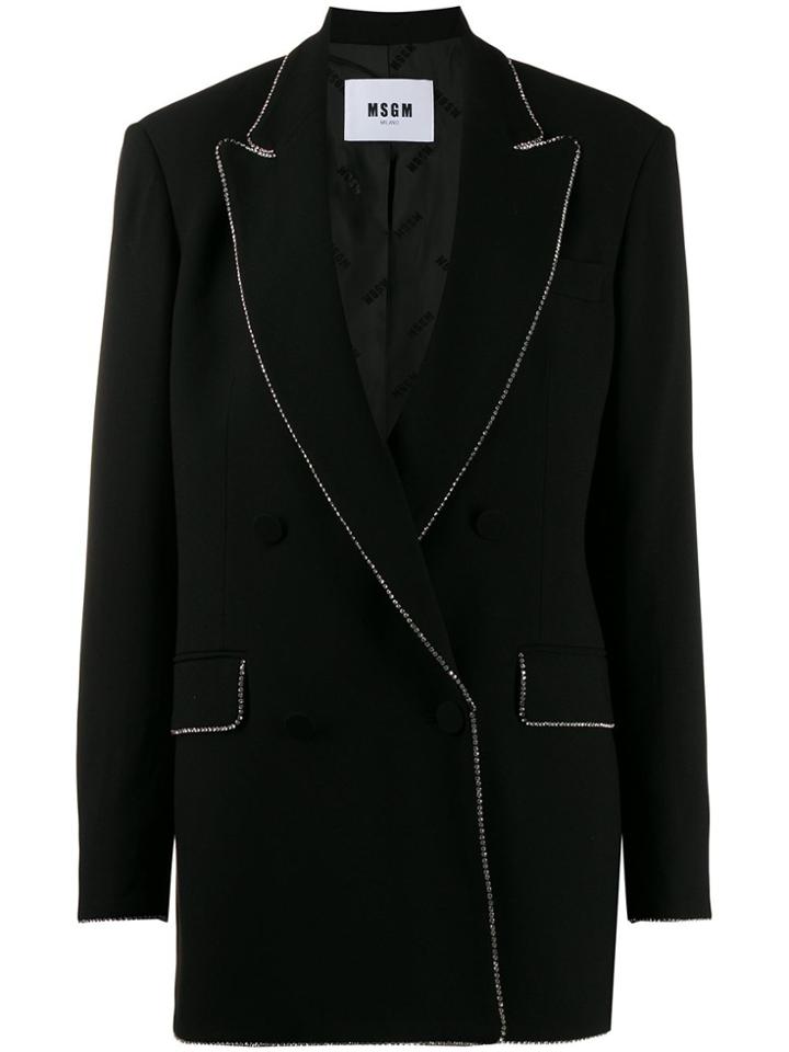 Msgm Crystal-embellished Oversized Blazer - Black