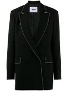Msgm Crystal-embellished Oversized Blazer - Black