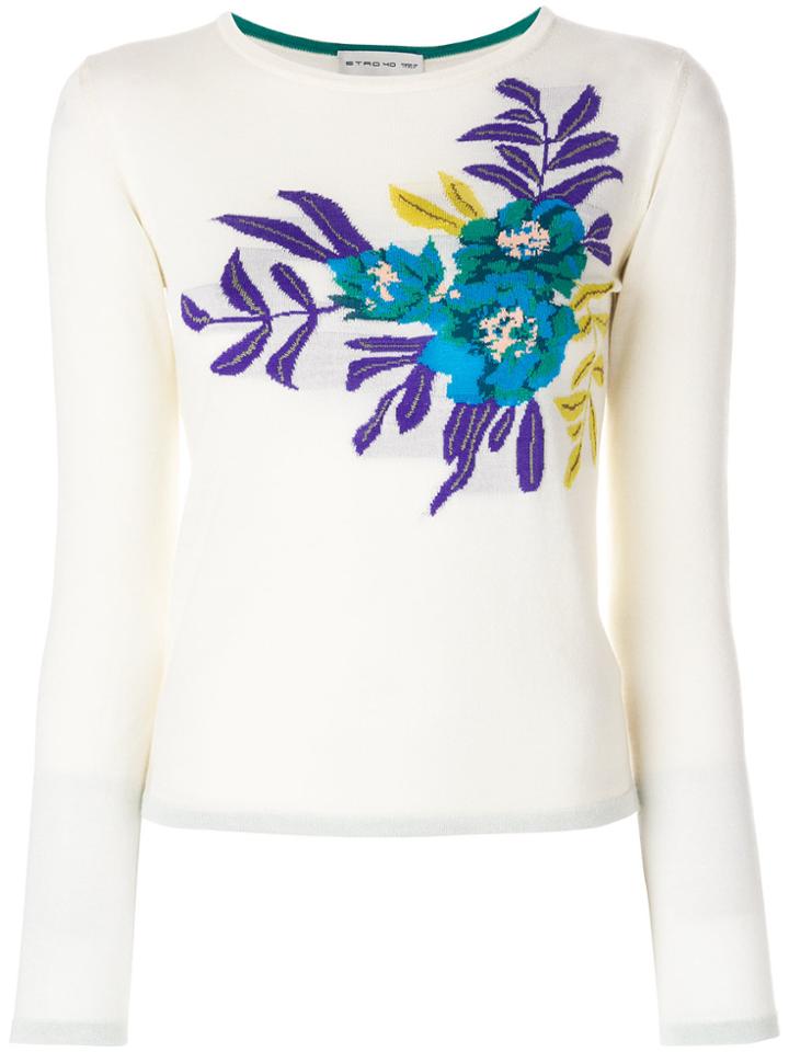 Etro Floral Intarsia Knitted Top - Nude & Neutrals