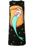 Boutique Moschino Mermaid Print Mini-dress, Women's, Size: 40, Black, Polyester/other Fibers