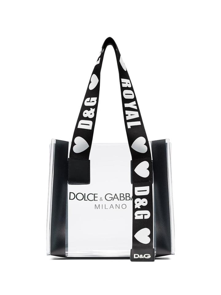 Dolce & Gabbana Black Logo-print Pvc Tote Bag - Neutrals