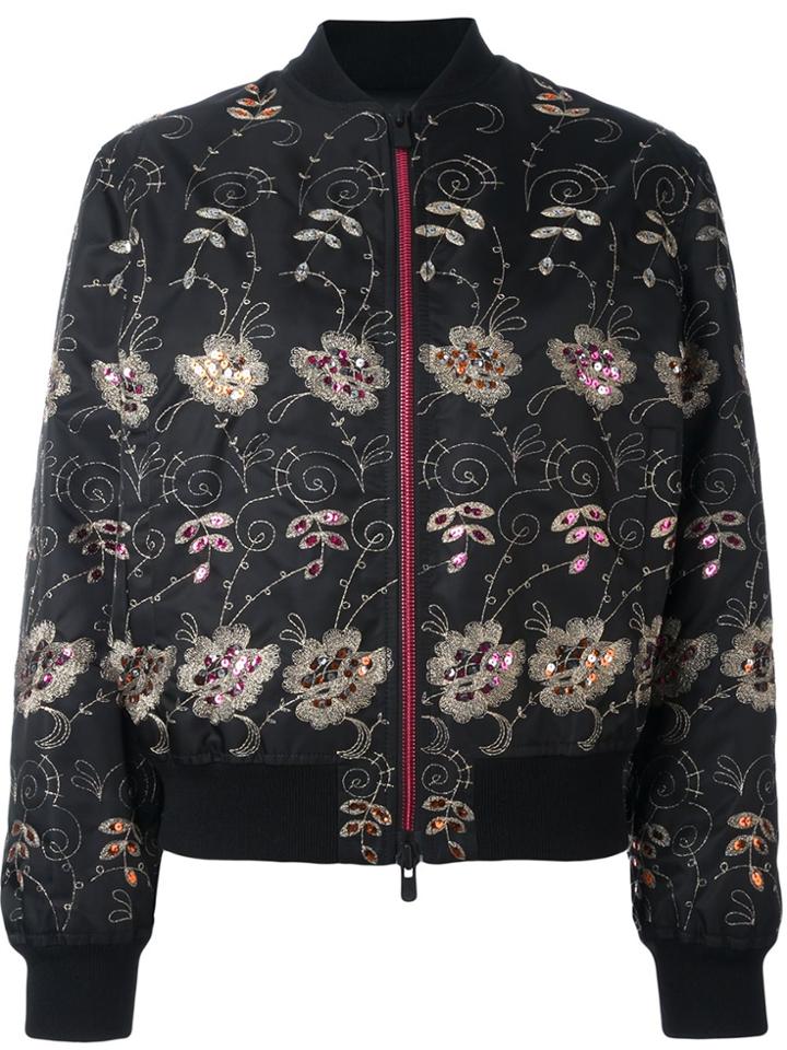 Givenchy Floral Embroidered Bomber Jacket - Black