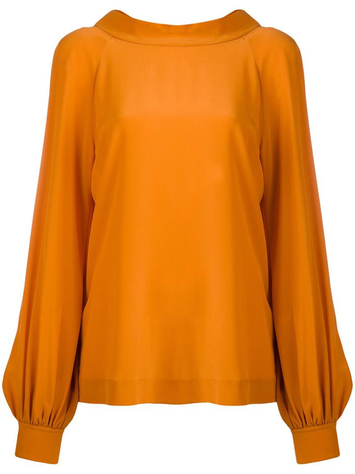Dorothee Schumacher - Tie Neck Blouse - Women - Silk - 3, Yellow/orange, Silk