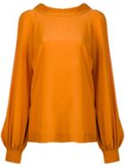 Dorothee Schumacher - Tie Neck Blouse - Women - Silk - 3, Yellow/orange, Silk