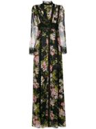 Giambattista Valli - Floral Print Semi-sheer Gown - Women - Silk - 42, Black, Silk
