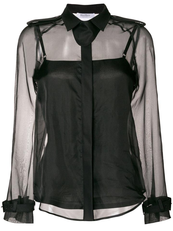 Max Mara Sheer Long-sleeved Blouse - Black