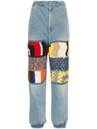 Ambush High Waist Knitted Panel Straight Jeans - Blue