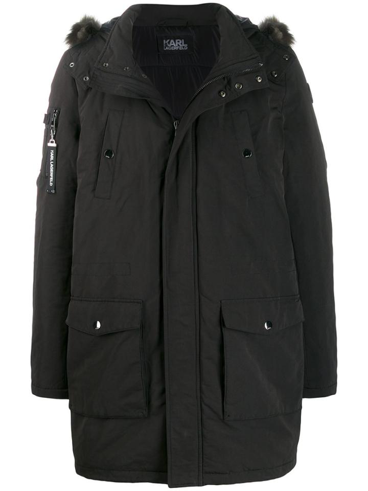 Karl Lagerfeld Hooded Parka Coat - Black