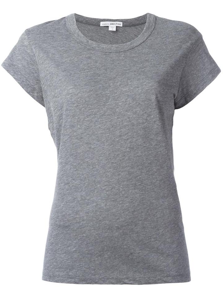 James Perse Round Neck T-shirt, Women's, Size: 2, Grey, Cotton/polyester/linen/flax