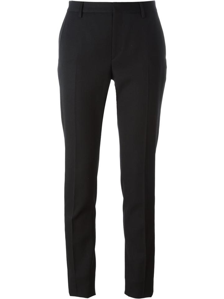 Saint Laurent Slim Fit Tuxedo Trousers, Women's, Size: 40, Black, Cotton/polyester/virgin Wool
