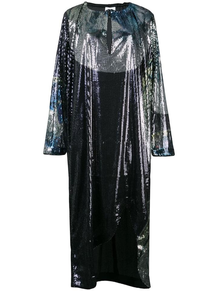 Ganni Sequinned Midi Dress - Black