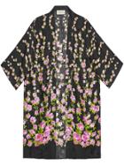 Gucci Climbing Roses Print Pajama Kimono - Black