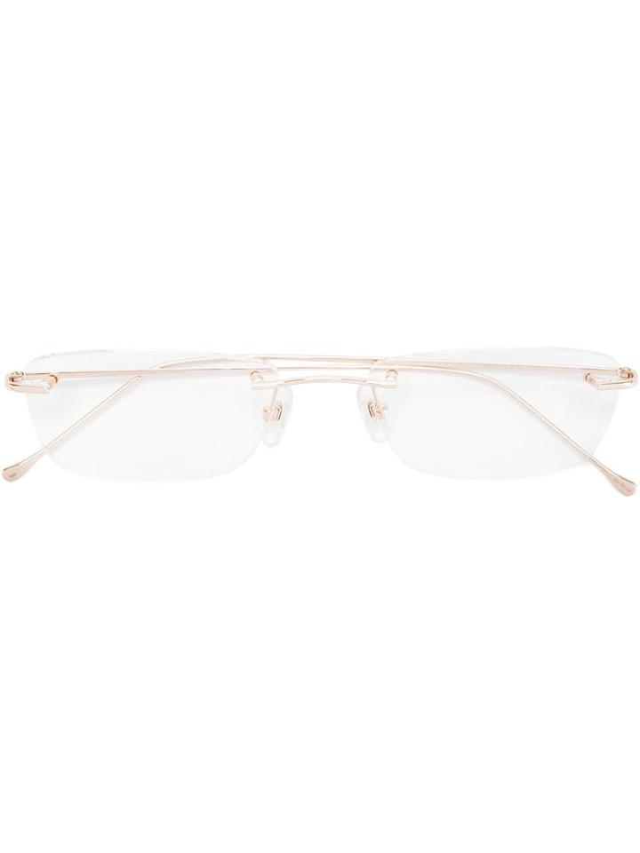 Lotos Rectangular Frame Glasses, 18kt Rose Gold