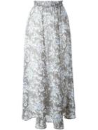 Twin-set Floral Print Maxi Skirt, Women's, Size: M, Grey, Polyester/viscose
