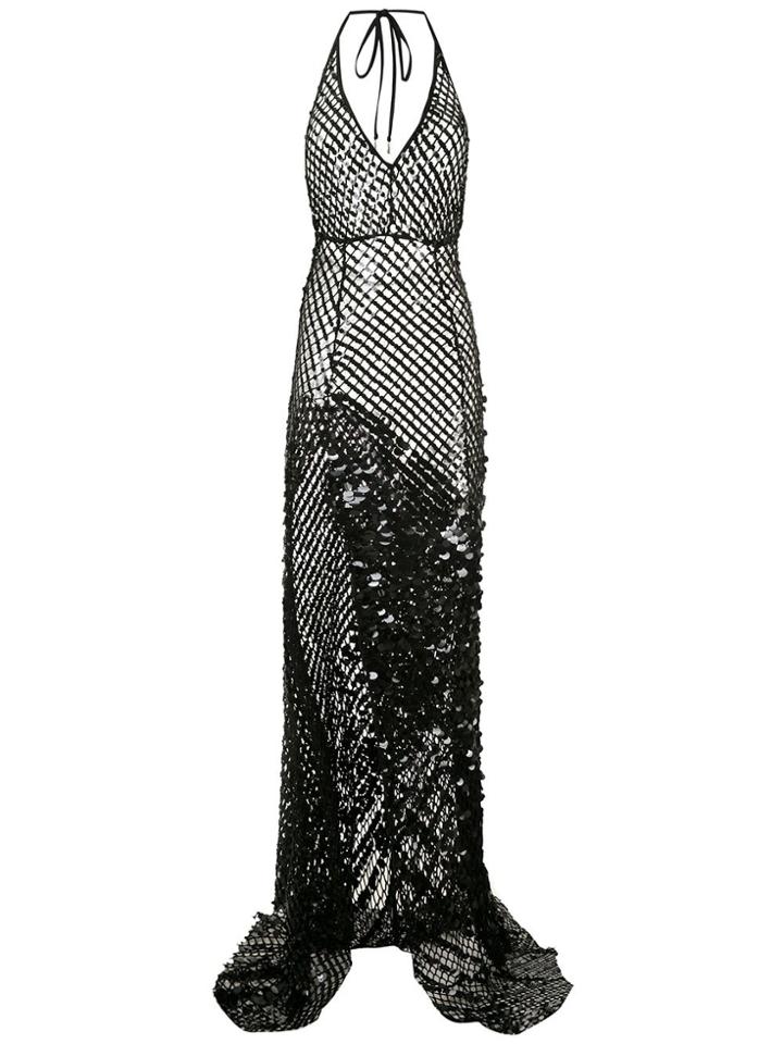 Amir Slama Sequinned Maxi Dress - Black