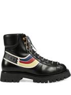 Gucci Graphic Print Lace Up Boots - Black