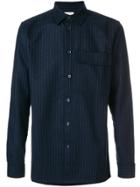Wood Wood Pinstriped Chest Pocket Shirt - Blue