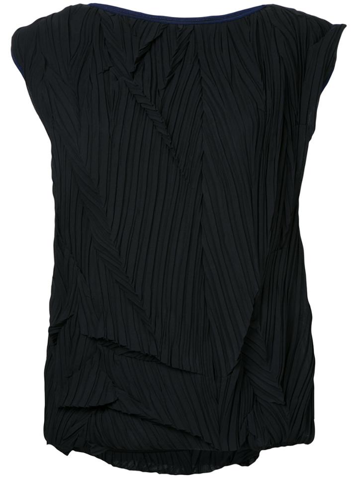 Lydia L. Crushed Pleat Top - Black