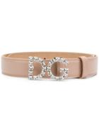 Dolce & Gabbana Dg Crystal Logo Buckle Belt - Nude & Neutrals