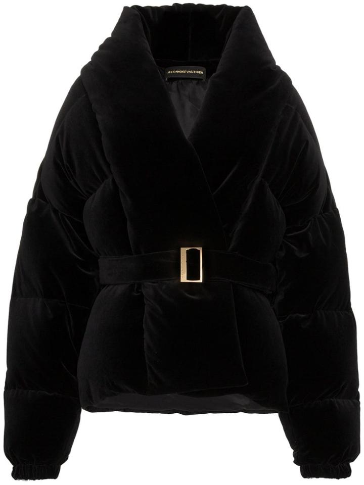 Alexandre Vauthier Cropped Belted Puffer Jacket - Black