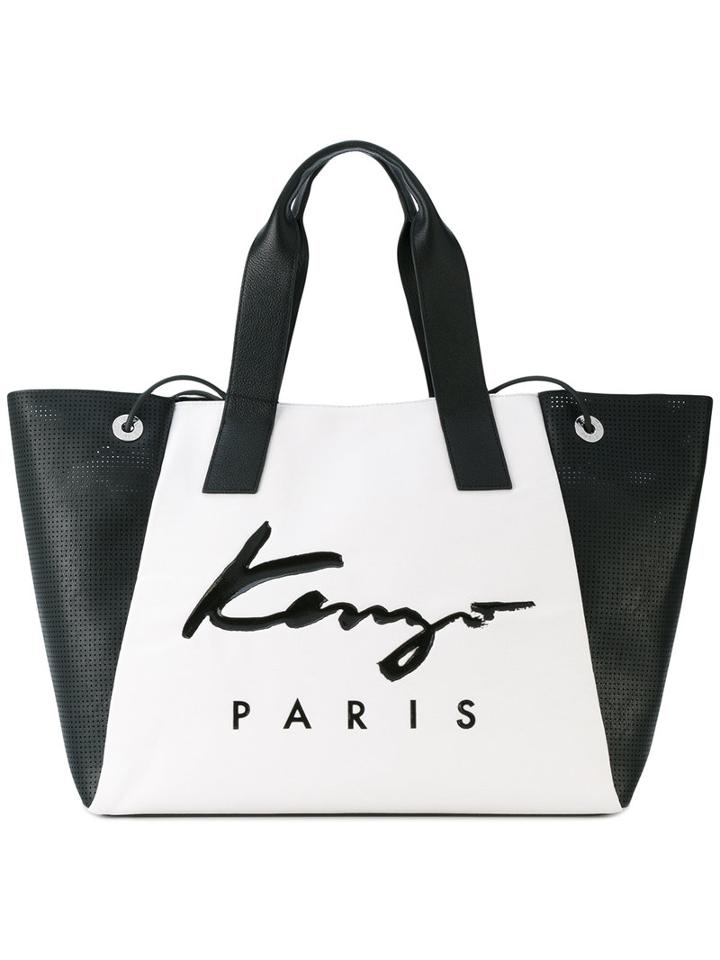 Kenzo - Kenzo Signature Tote - Women - Cotton/calf Leather/polyurethane - One Size, Black, Cotton/calf Leather/polyurethane