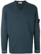 Stone Island Logo Long-sleeve Sweater - Blue