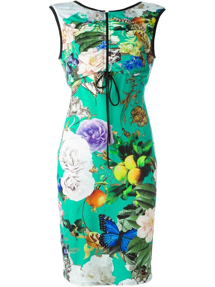 Roberto Cavalli Fitted Botanical Print Dress