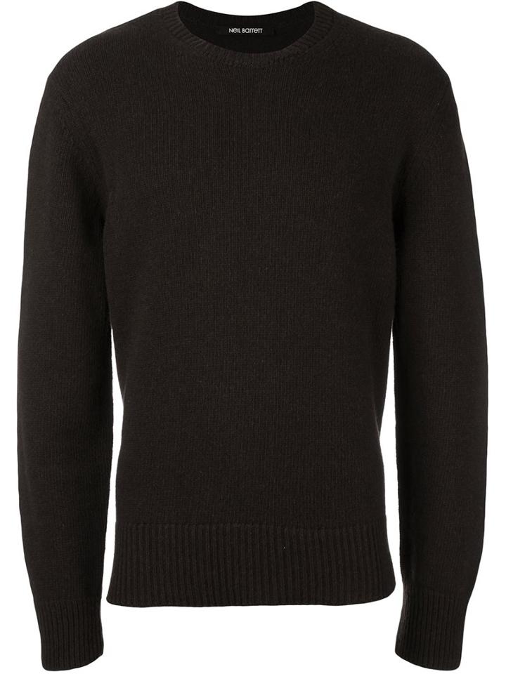 Neil Barrett Crew Neck Jumper, Men's, Size: Large, Brown, Cashmere