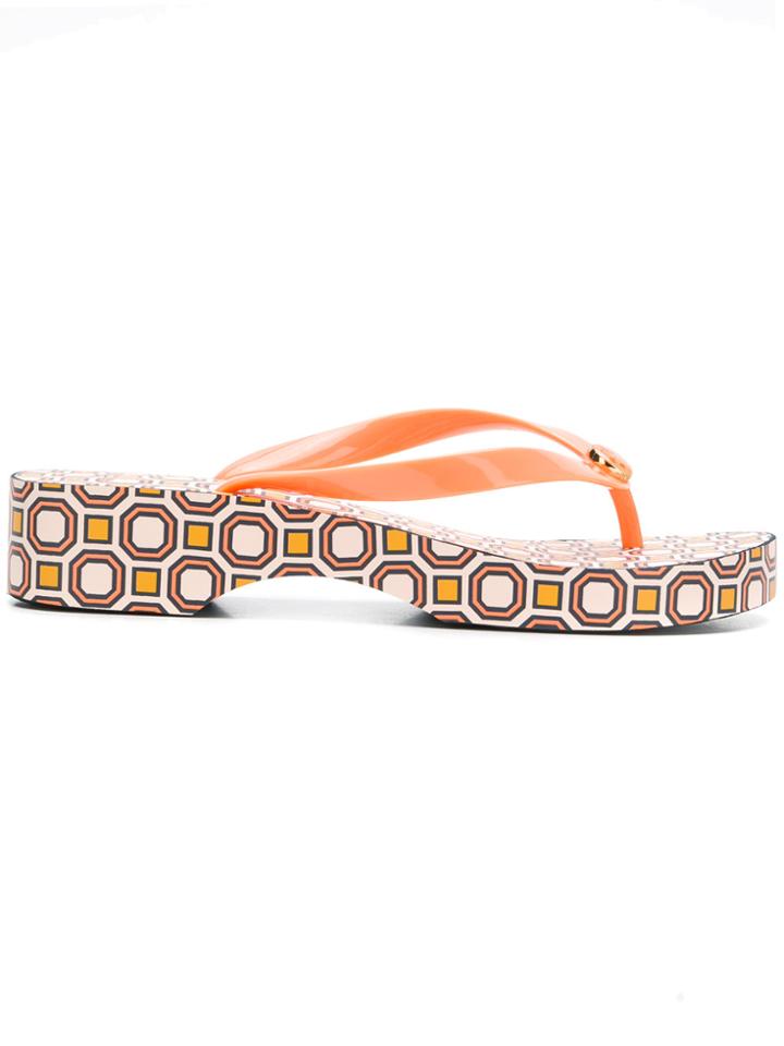 Tory Burch Carved Wedge Flip-flops - Yellow & Orange