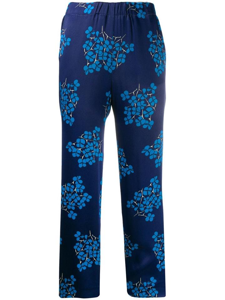 Kiltie Floral Print Cropped Trousers - Blue