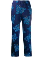 Kiltie Floral Print Cropped Trousers - Blue
