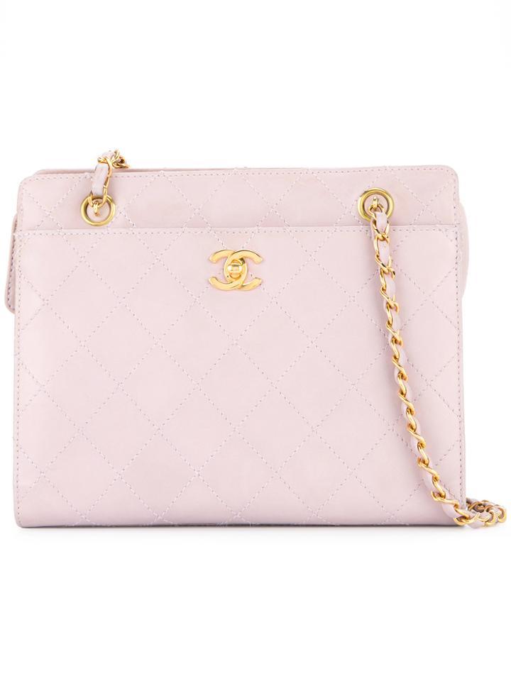 Chanel Vintage Turn-lock Square Tote Bag - Pink & Purple