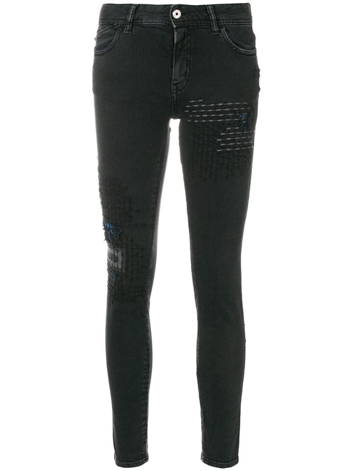 Just Cavalli Stitch Detailed Skinny Jeans - Black