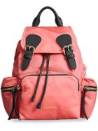 Burberry The Medium Rucksack In Technical Nylon And Leather - Pink &