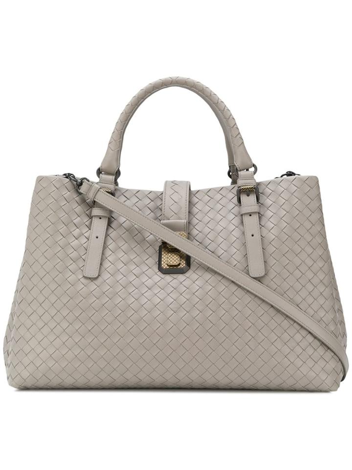 Bottega Veneta Medium Intrecciato Roma Bag - Grey