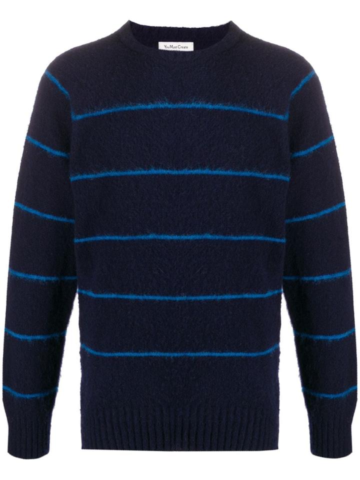 Ymc Knitted Stripe Jumper - Blue