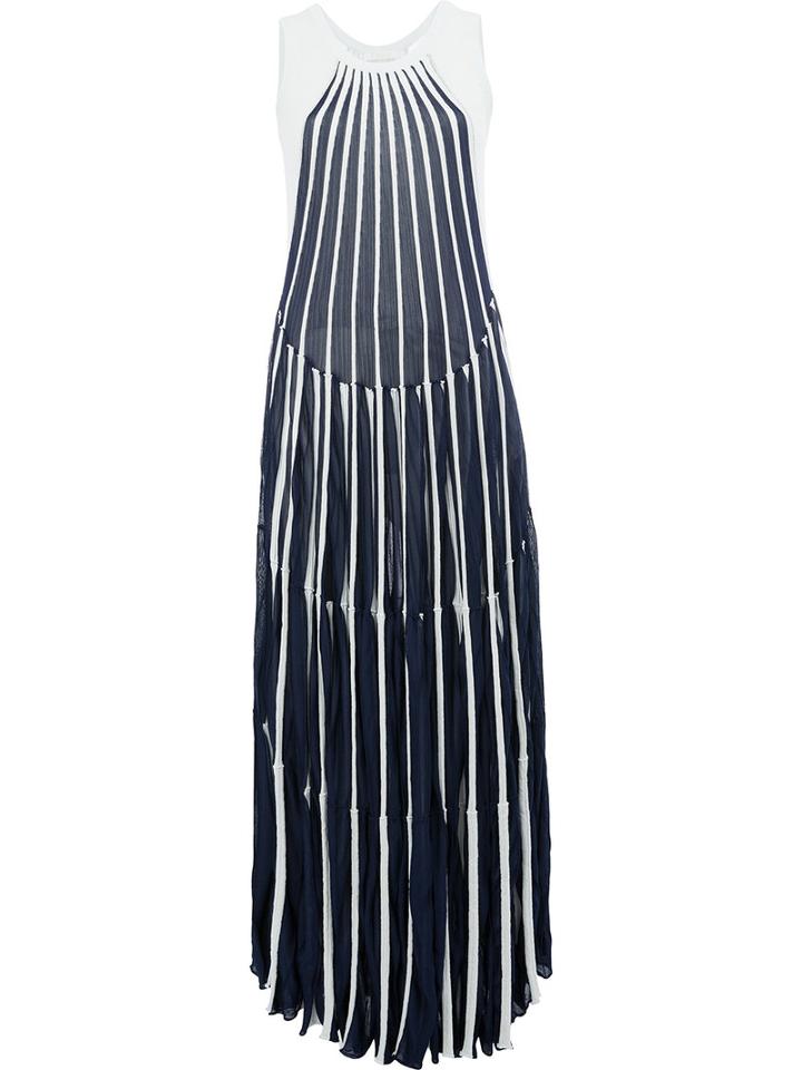 Chloé - Pleated Tier Knitted Maxi Dress - Women - Cotton/polyamide/spandex/elastane/viscose - S, Women's, White, Cotton/polyamide/spandex/elastane/viscose