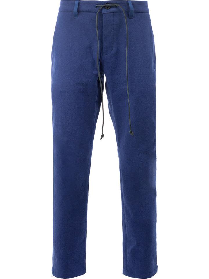 Kazuyuki Kumagai Drawstring Fastening Trousers, Men's, Size: 5, Blue, Cotton/linen/flax/polyurethane
