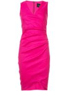 Nicole Miller Draped V-neck Dress - Pink & Purple