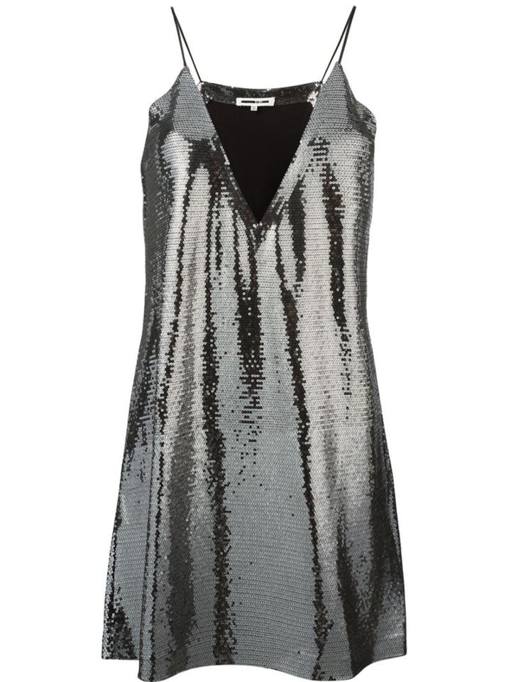 Mcq Alexander Mcqueen Paillettes Slip Dress, Women's, Size: 40, Grey, Polyester/silk