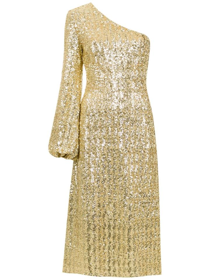 Nk One Shoulder Midi Dress - Yellow & Orange