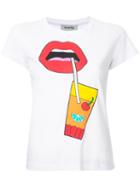 Yazbukey Glass Lips Print T-shirt, Women's, Size: Small, White, Cotton