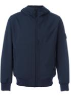 Stone Island Hooded Bomber, Men's, Size: Small, Blue, Polyester/spandex/elastane